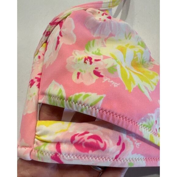 PINK Victoria’s Secret Floral Bikini Top Women’s Size Small Halter Neon Cut Out - Picture 4 of 7